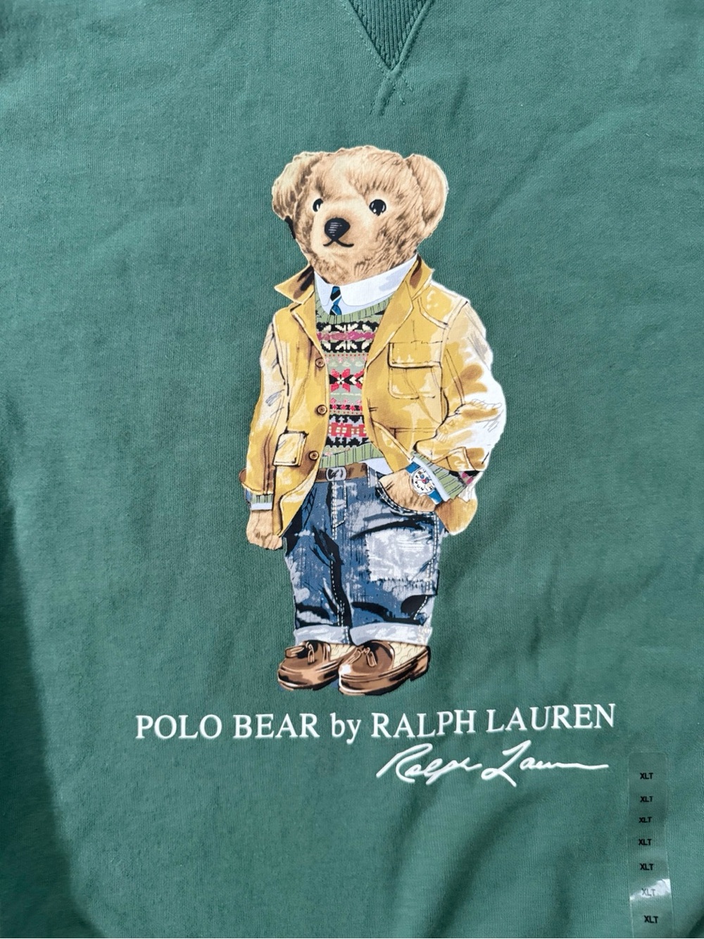 Polo Ralph Lauren Smart Bear Crew Sweatshirt in Green | XL TALL NWT - Picture 5 of 9